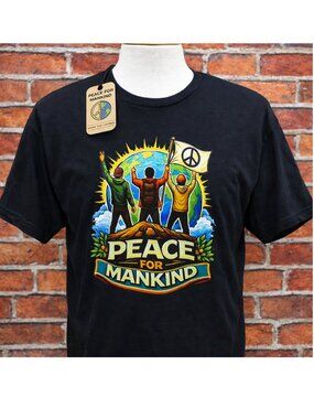 New! PEACE FOR MANKIND 100% Cotton Lightweight T-Shirt Summit MSRP $28 Sz L
